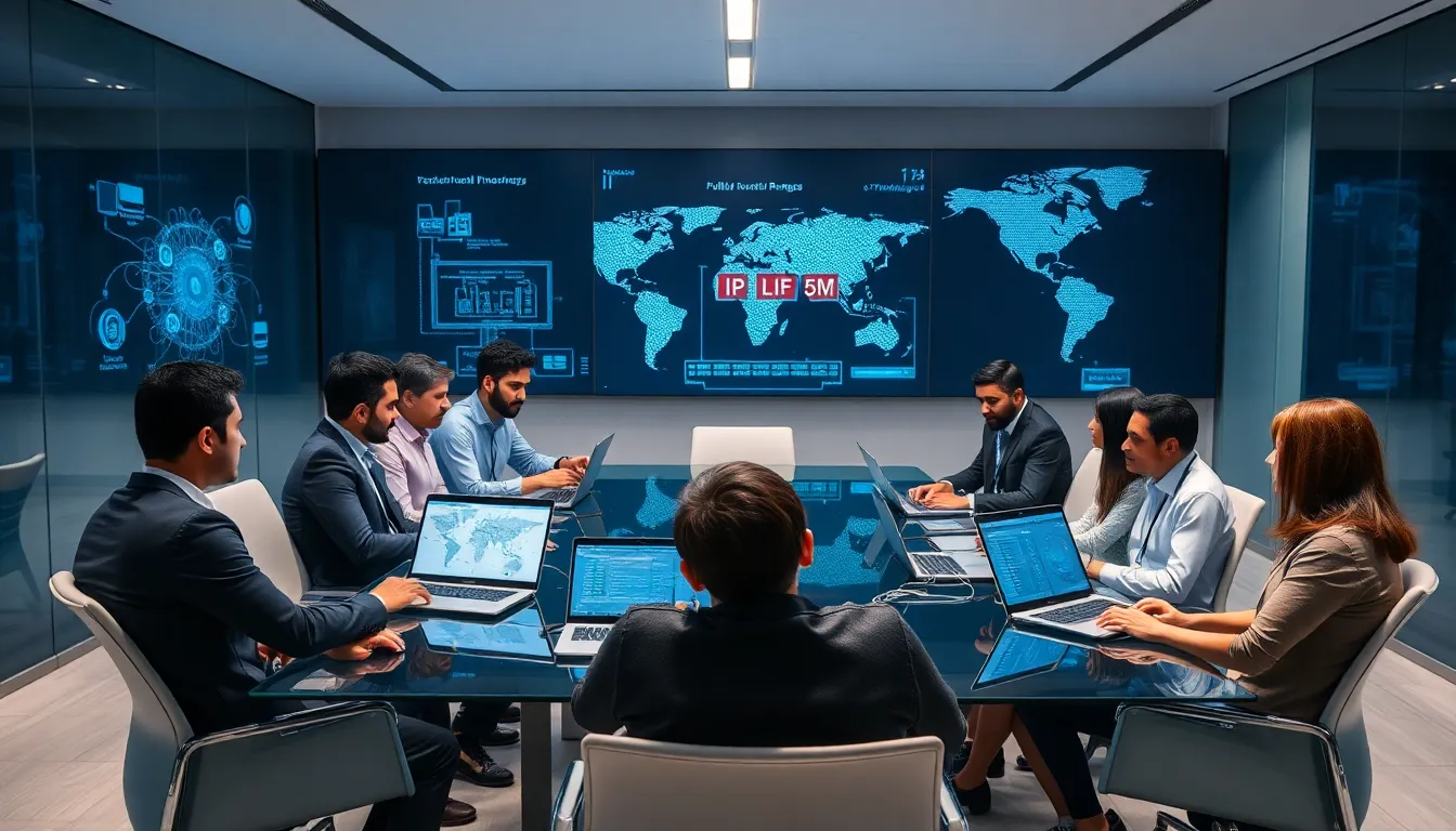 diverse IT team discussing digital communication in a modern office.