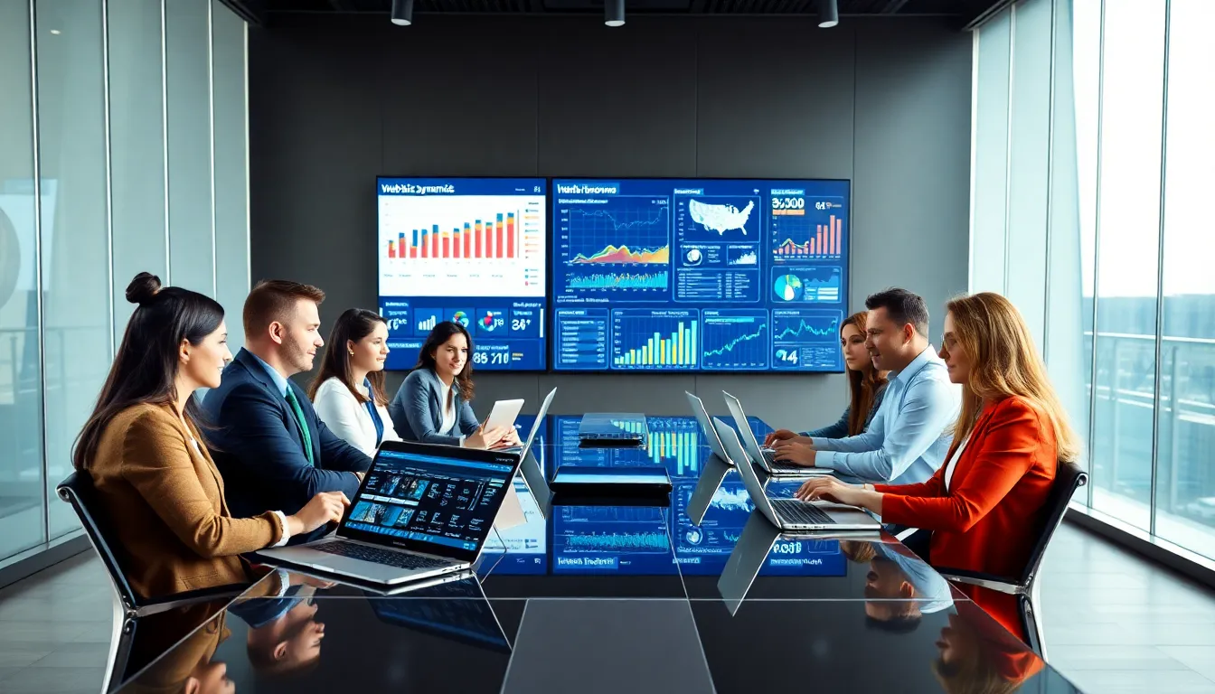 diverse professionals discussing webbizmagnet industry insights in a modern office.