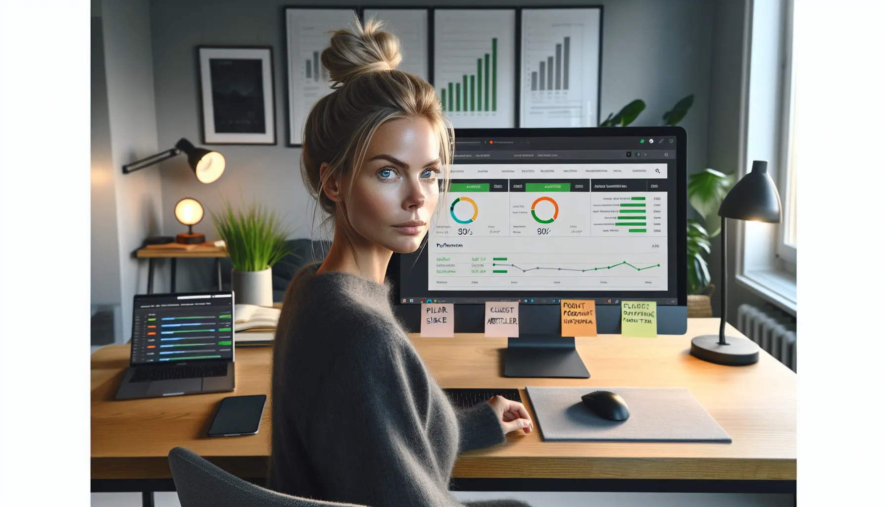 Norwegian startup marketer analyzing Core Web Vitals and site architecture in Oslo office.