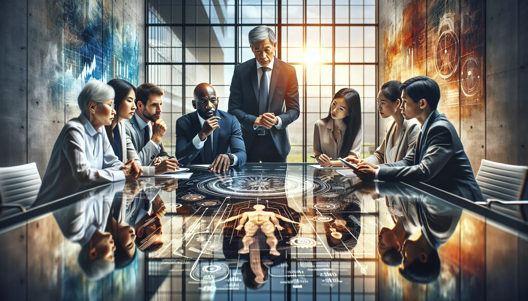 diverse team discussing lifespan impacts on behavior in a modern office.