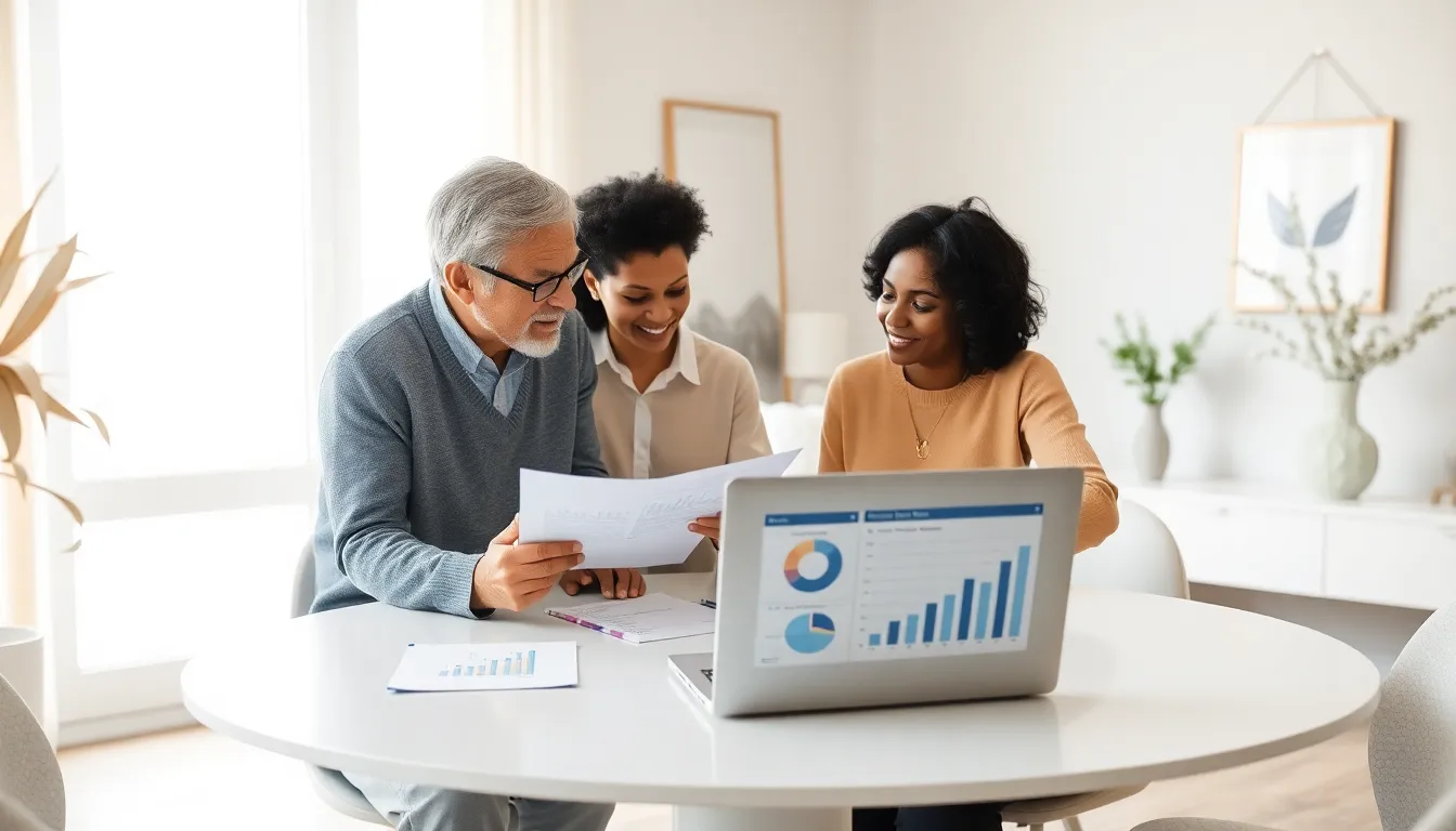 diverse group discussing home insurance in a modern office.