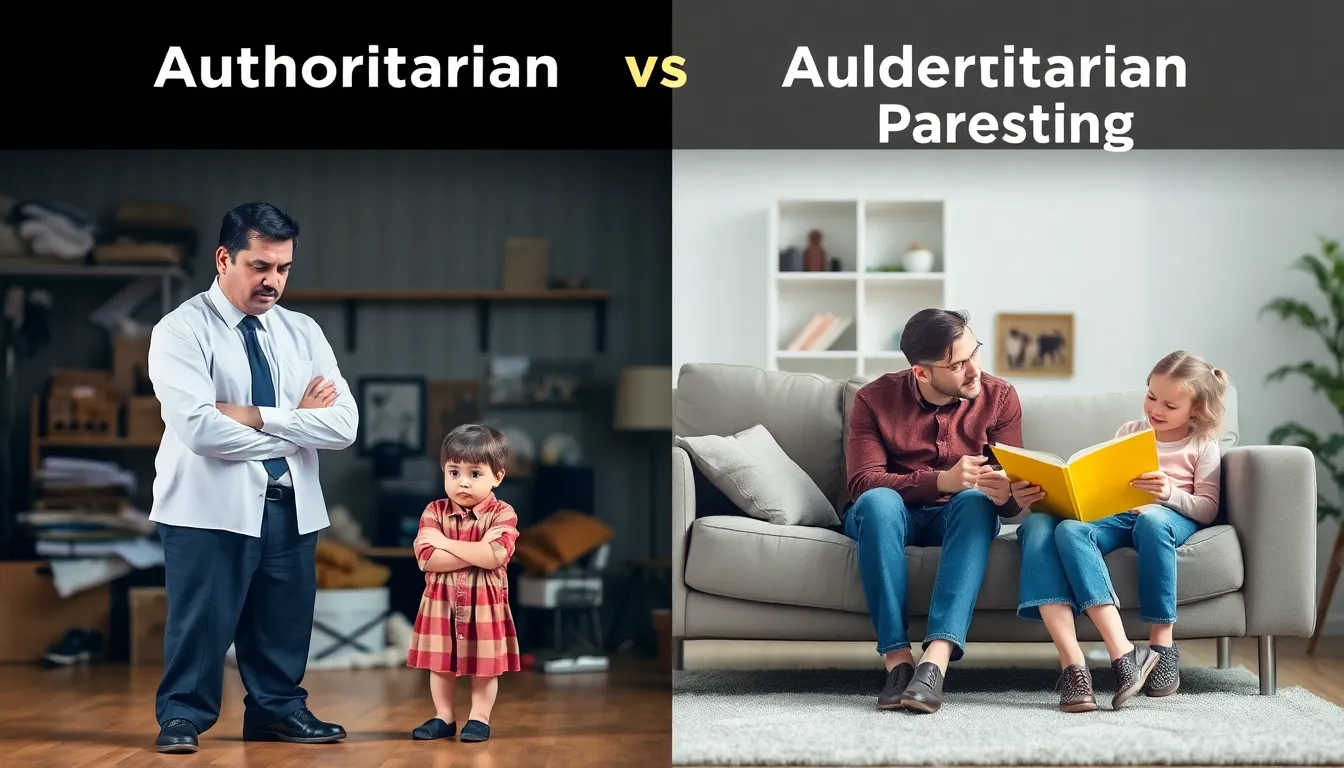 contrast between authoritarian and authoritative parenting styles.