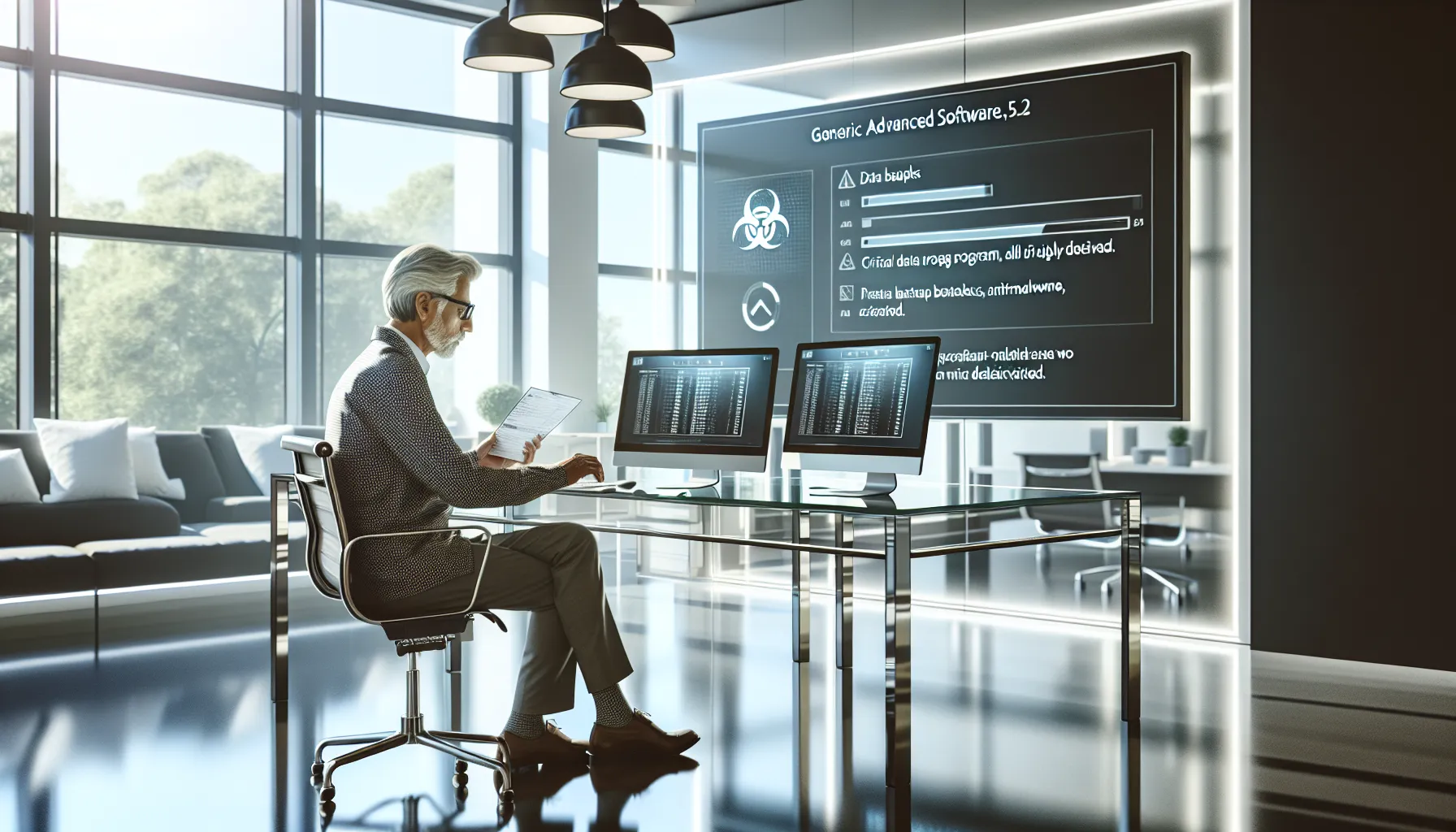 IT professional preparing for MozillaD5.2F5 installation in a modern office.