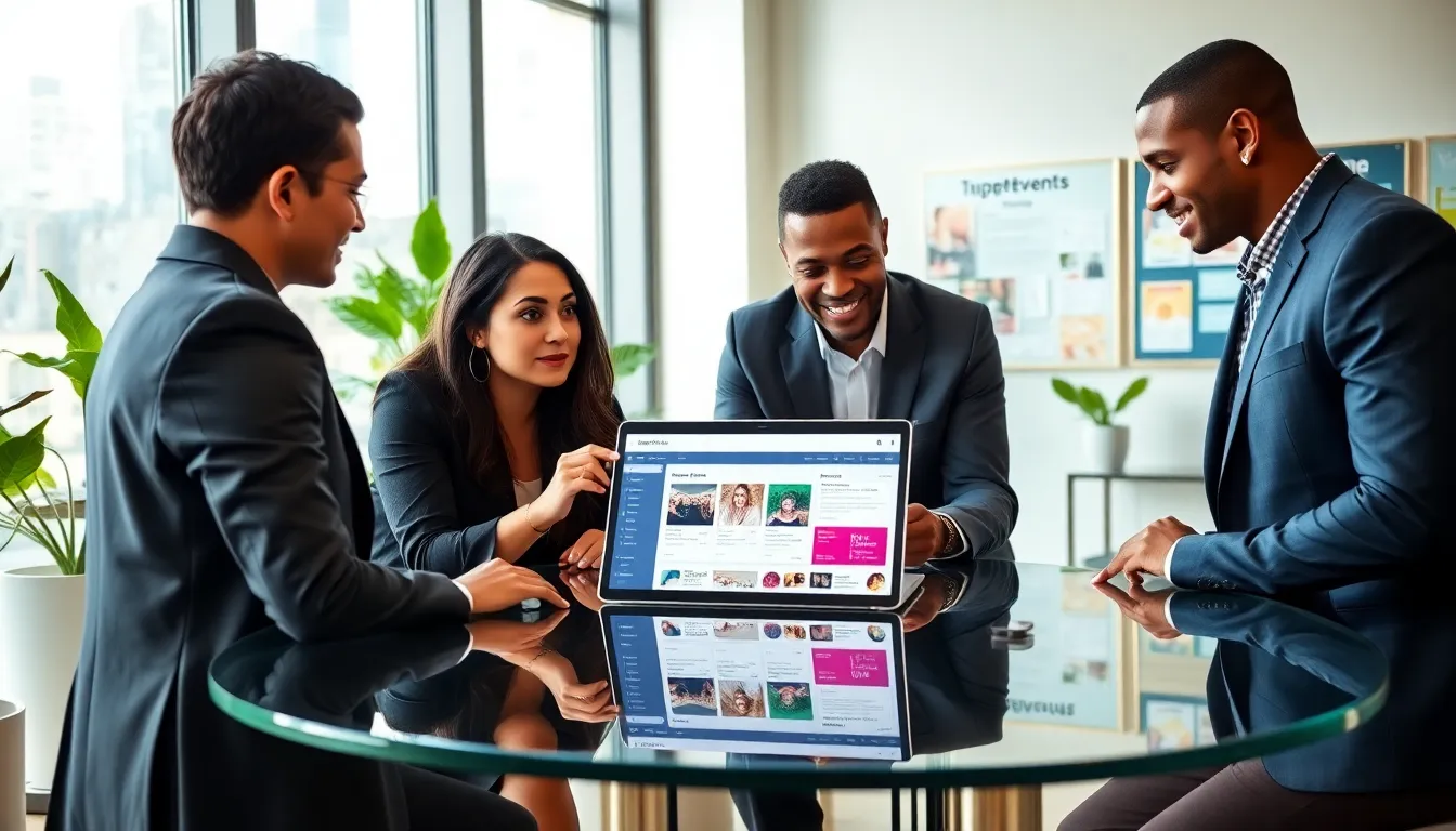 diverse team discussing budget-friendly event planning in a modern office.