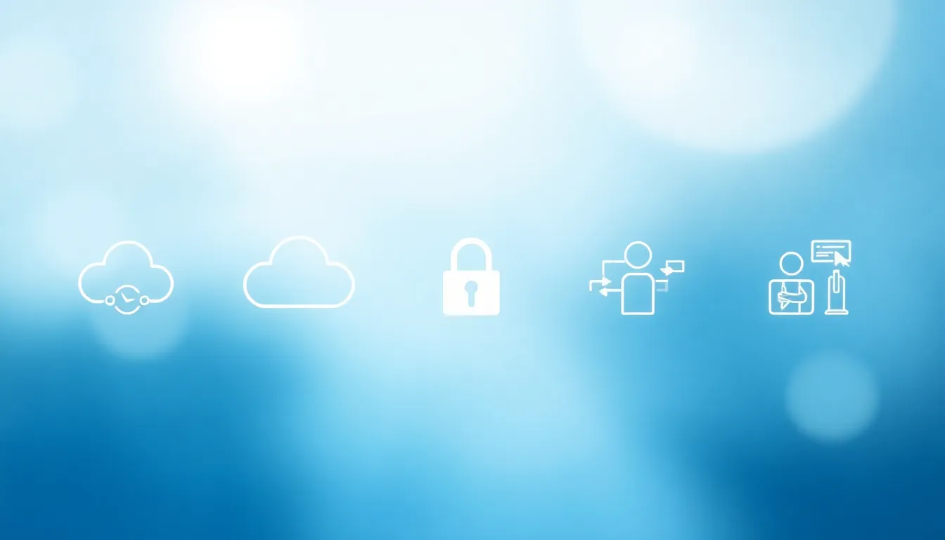 modern cloud computing icons on a digital interface.