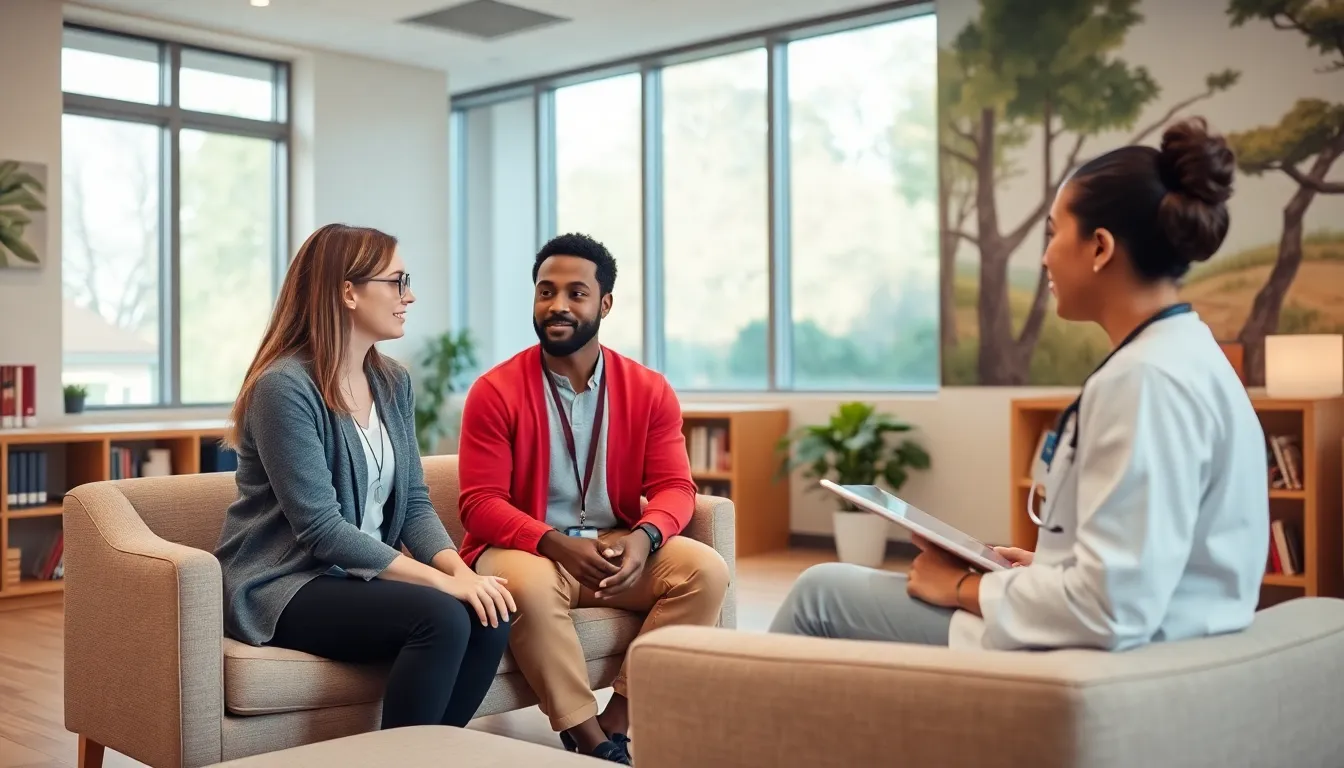 diverse team of mental health professionals in a therapy room.