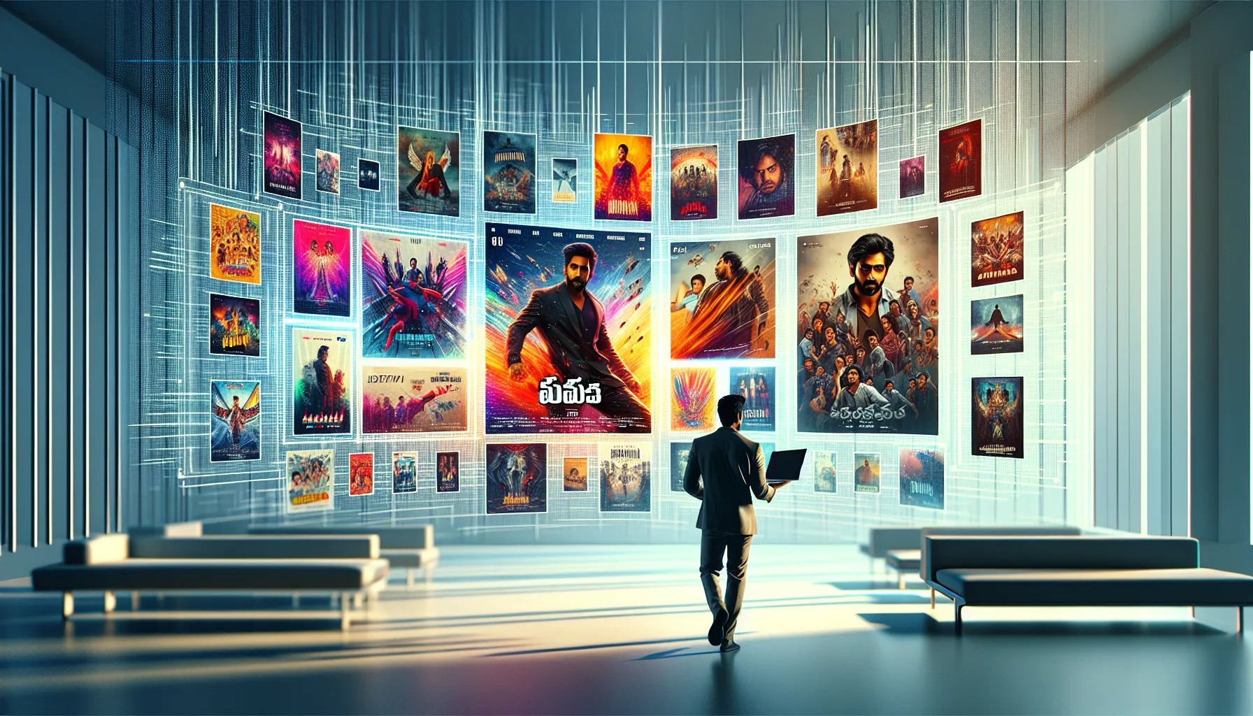 User browsing Telugu movies on a modern website interface.