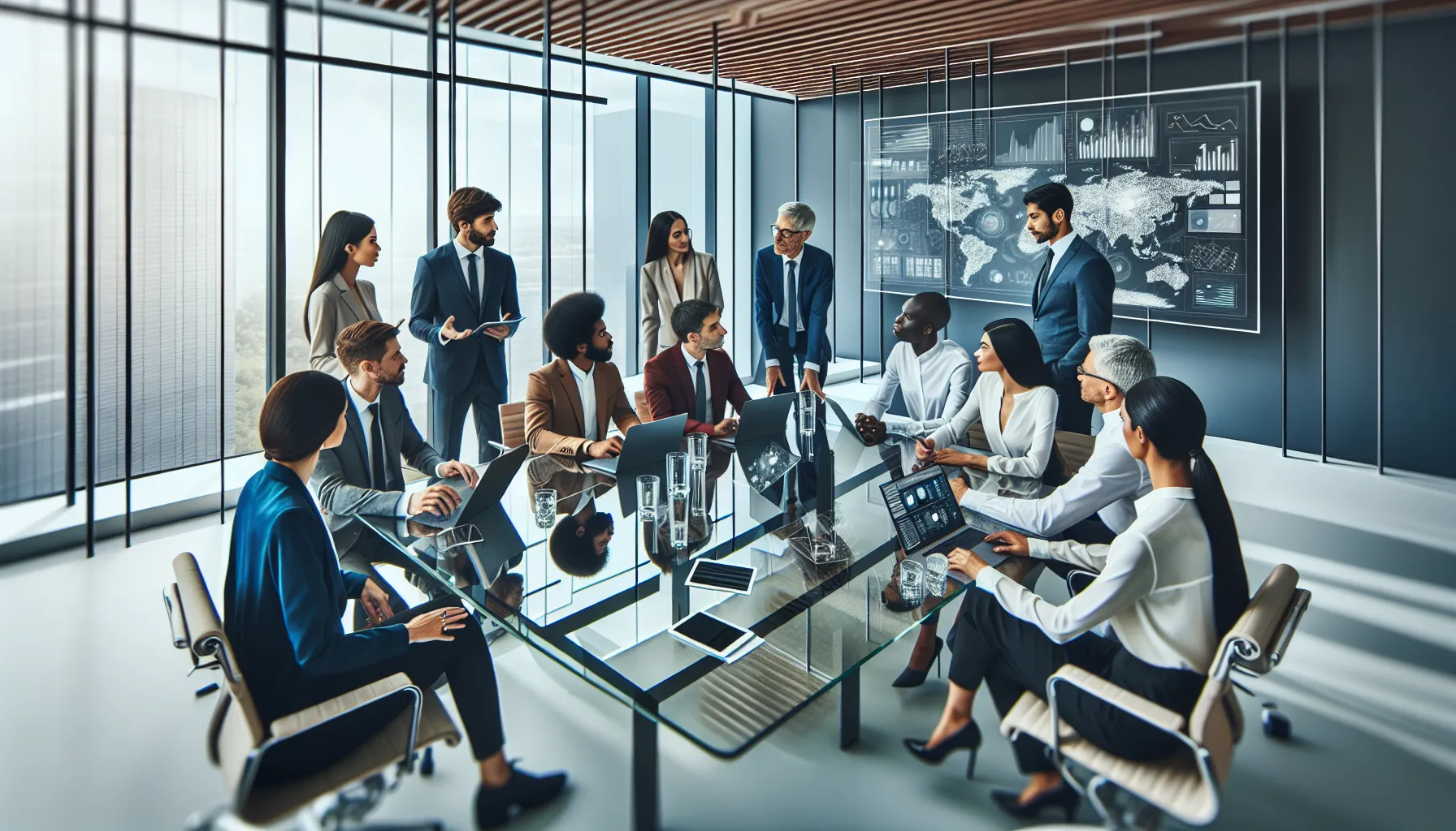 diverse team collaborating in a modern office environment.