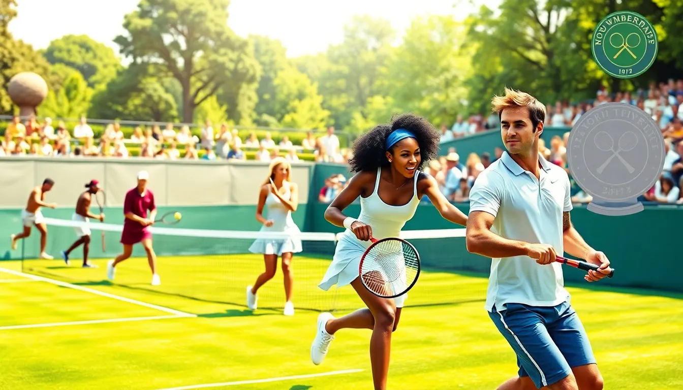 timeline showcasing the evolution of tennis with diverse professional players.