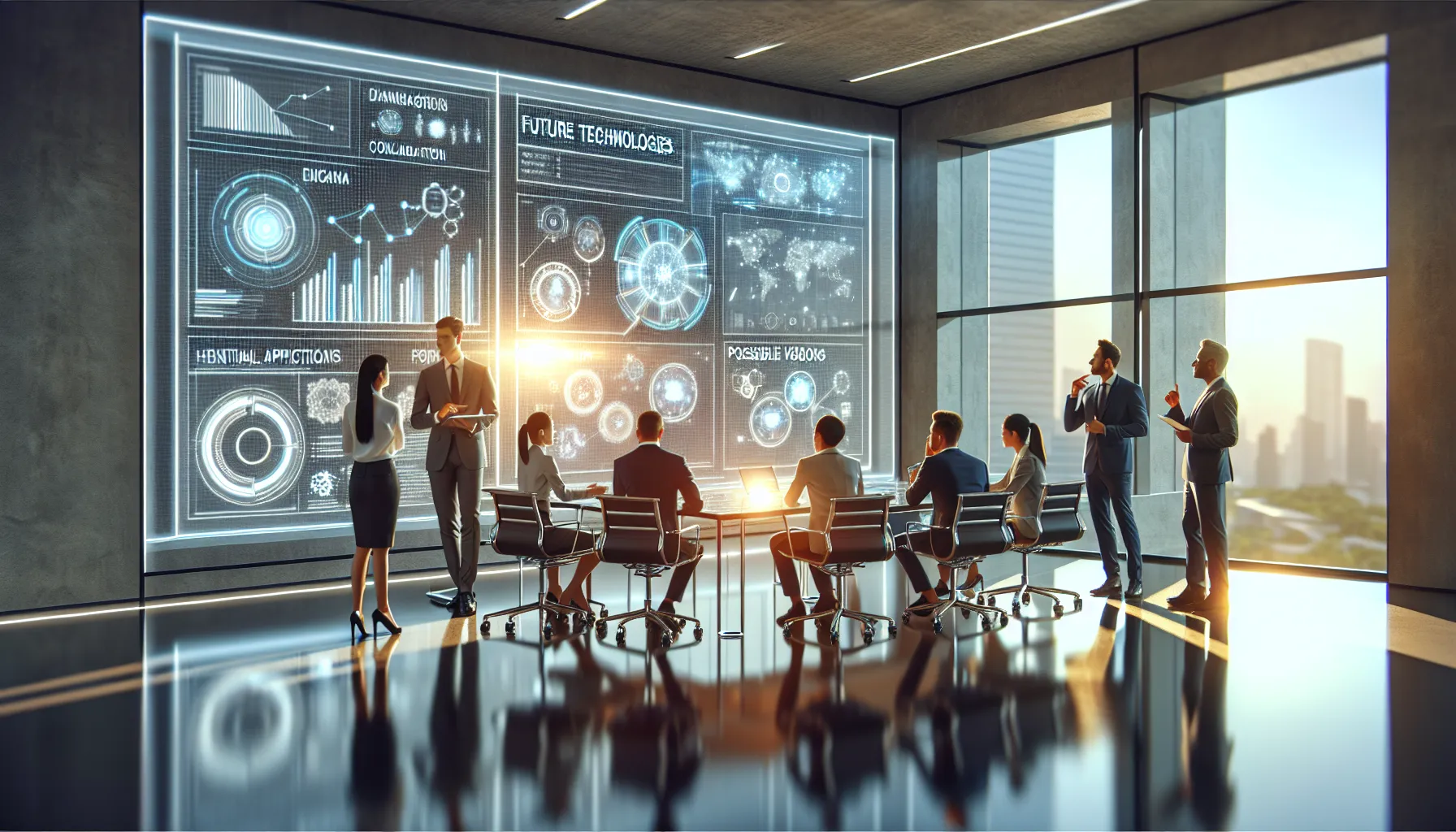 diverse professionals collaborating in a modern workspace on future projects.