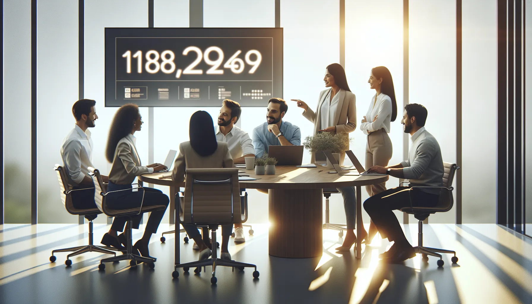 diverse professionals discussing customer service in a modern office.