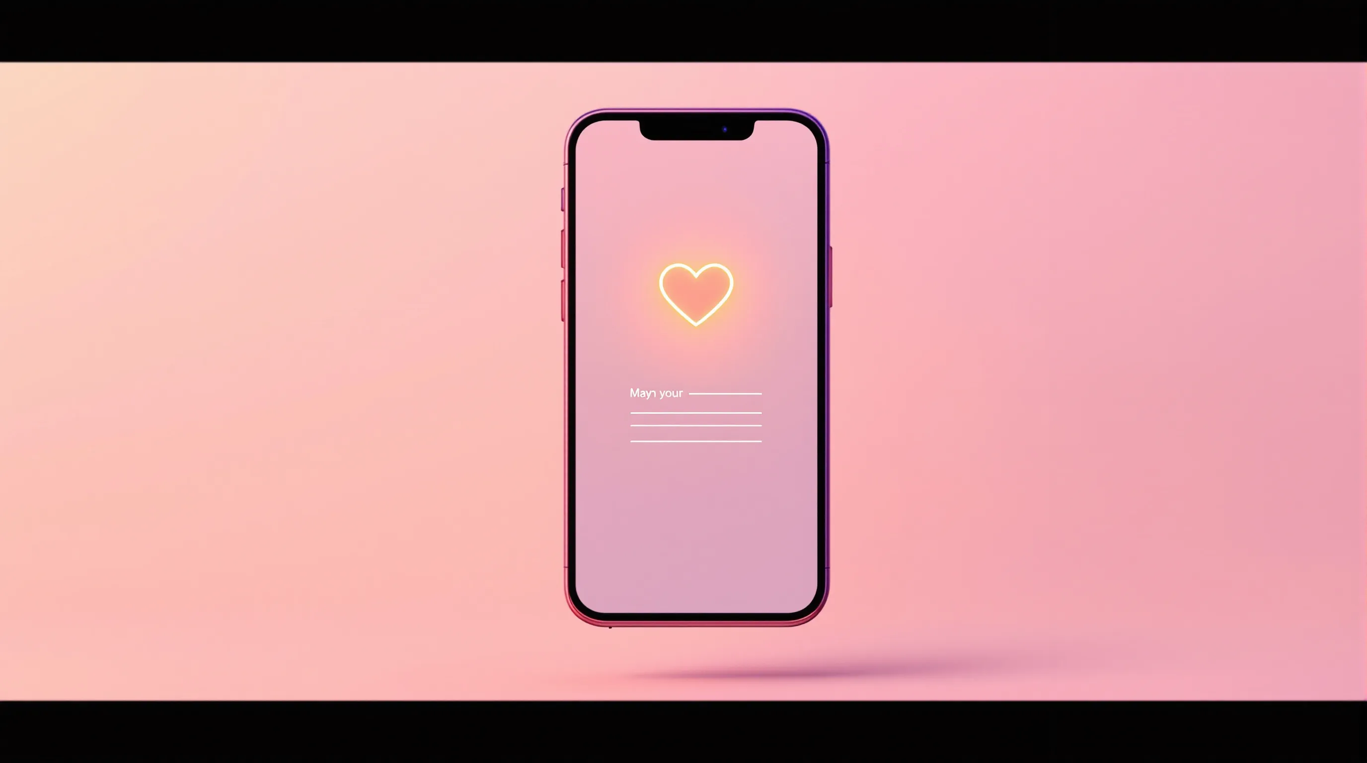 Smartphone displaying heart icon and birthday message on pastel background.