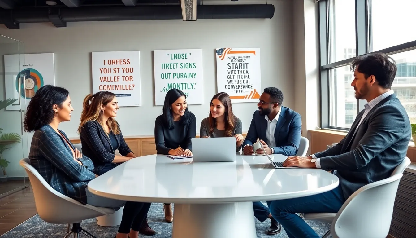 diverse professionals collaborating in a modern workspace.