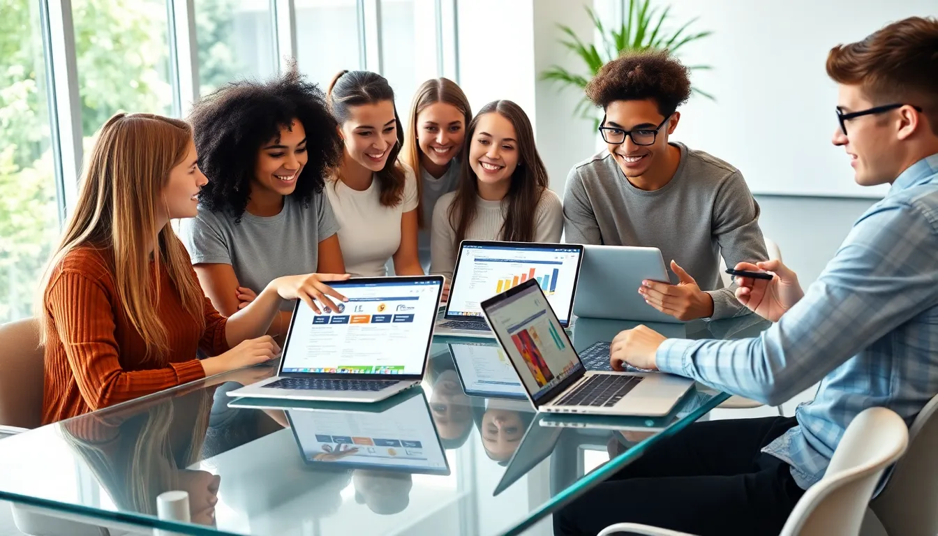 young adults discussing car insurance options in a modern office.