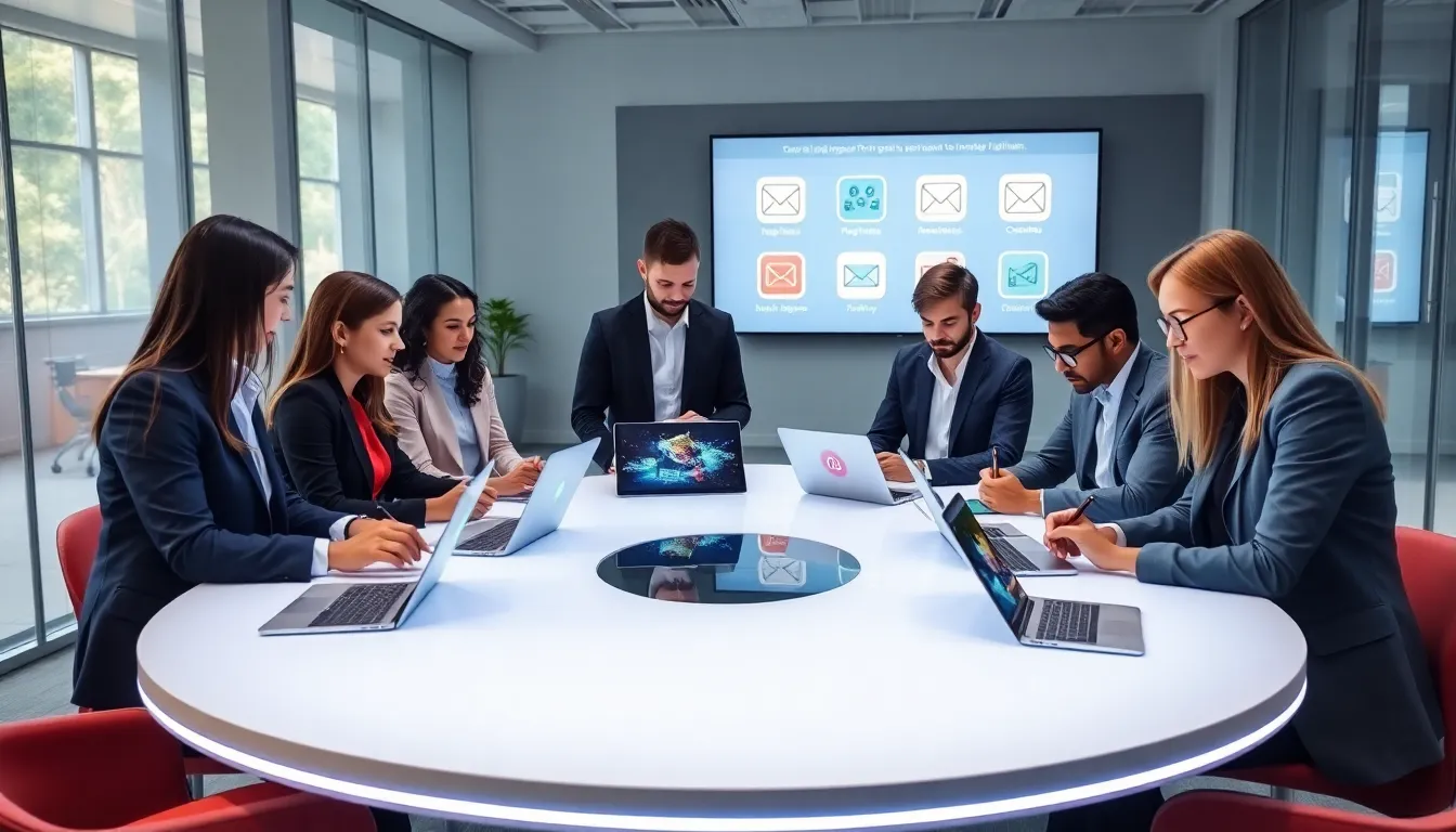 diverse team collaborating in a modern gaming office.