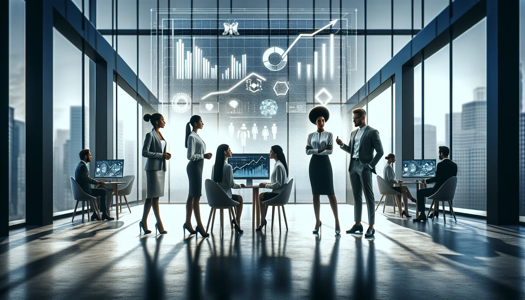 diverse team collaborating in a modern office setting.