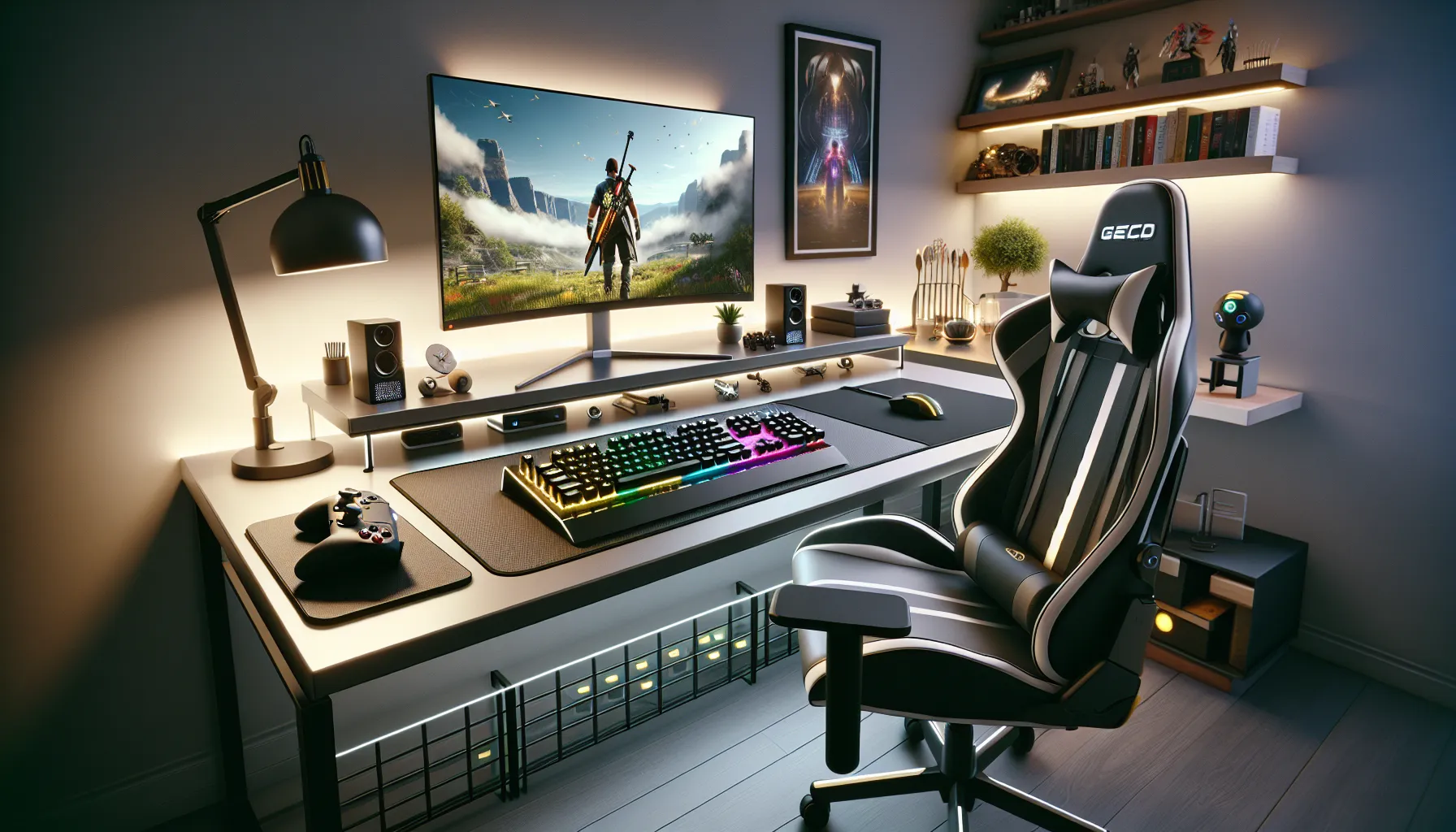 adjustable keyboard setup in a modern gaming environment.