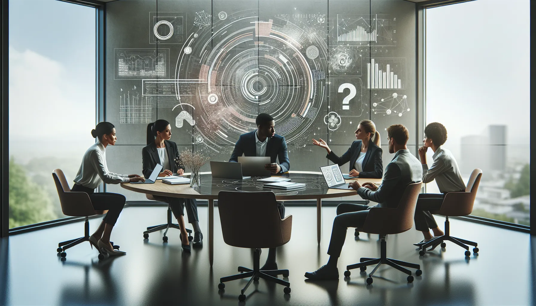 diverse professionals collaborating in a modern office setting.