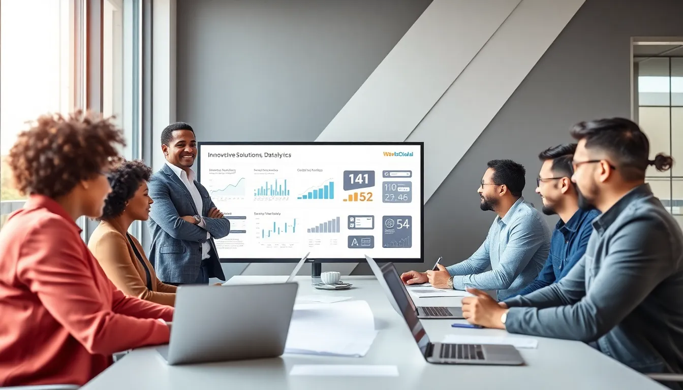 diverse tech team collaborating in a modern office setting.