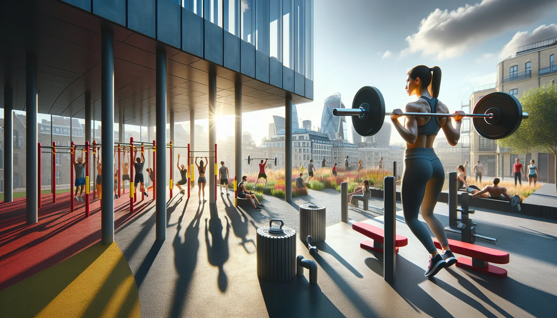 A calisthenics park and indoor gym highlighting diverse exercise modalities.