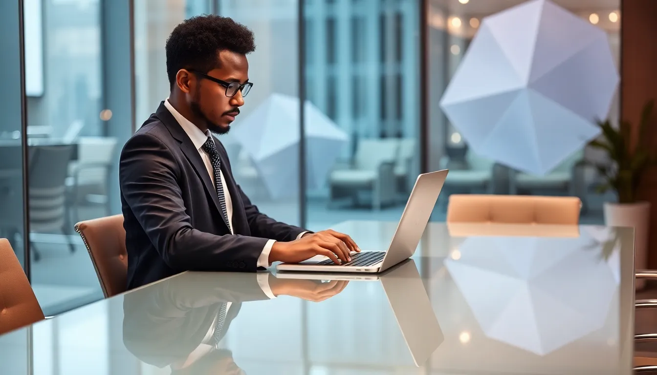 diverse data analyst working with analytics software in a modern office.