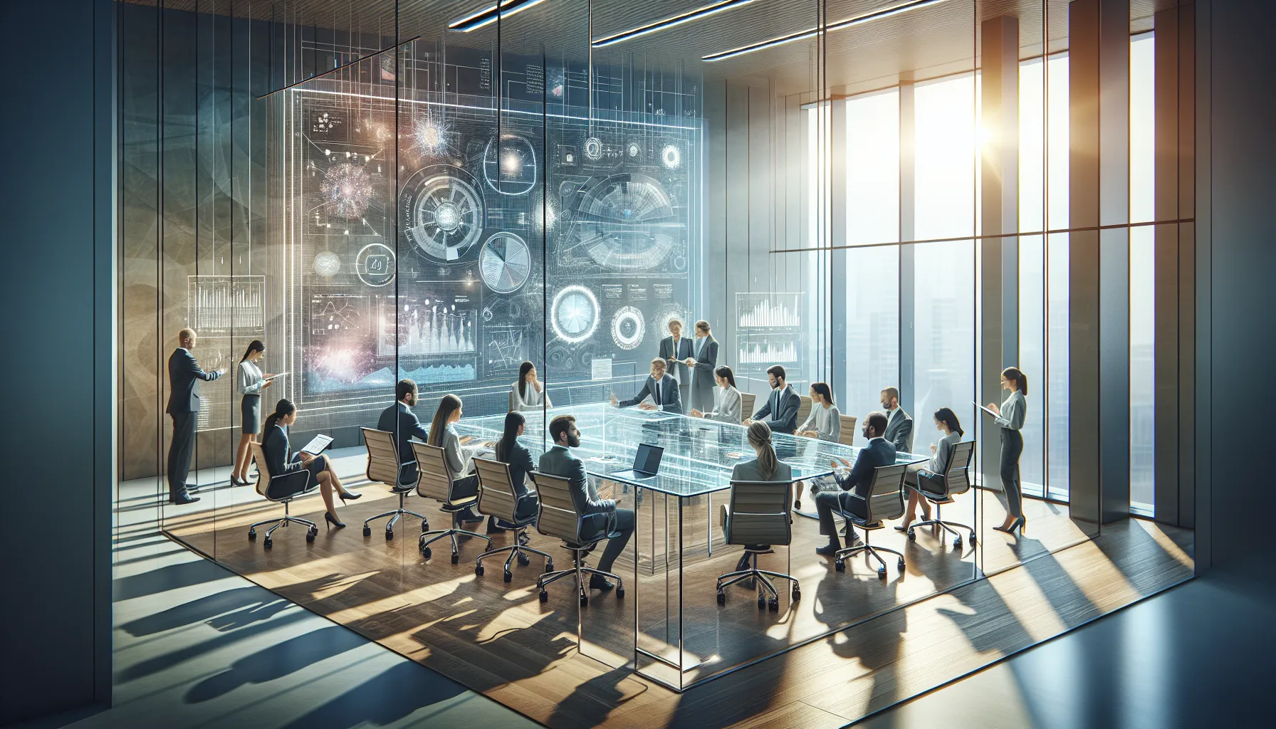 professionals collaborating in a modern office setting.