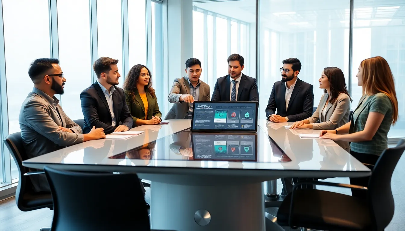 diverse cybersecurity team discussing Android security threats.