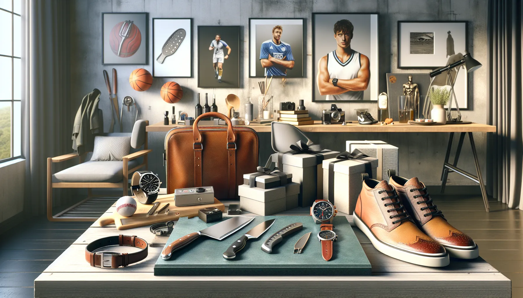 selection of gifts for men showcasing various interests and hobbies.