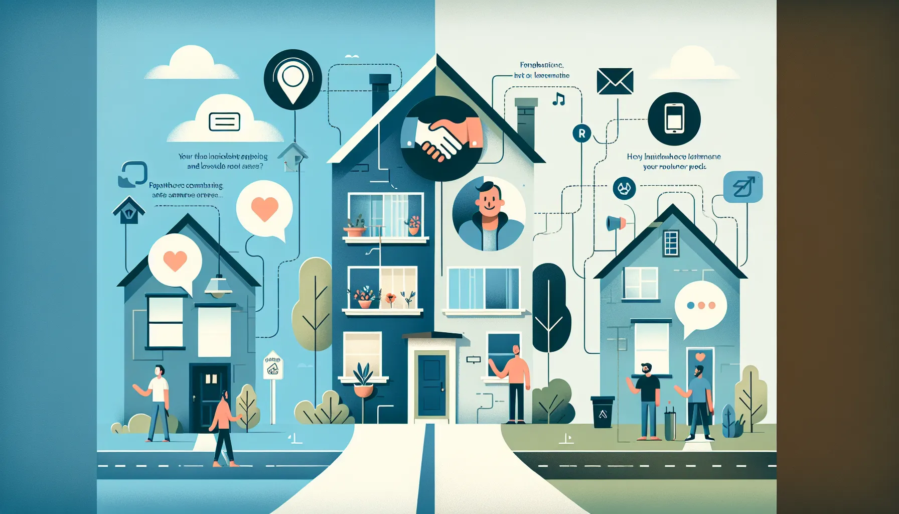 illustration of positive landlord and neighbor interactions for new tenants