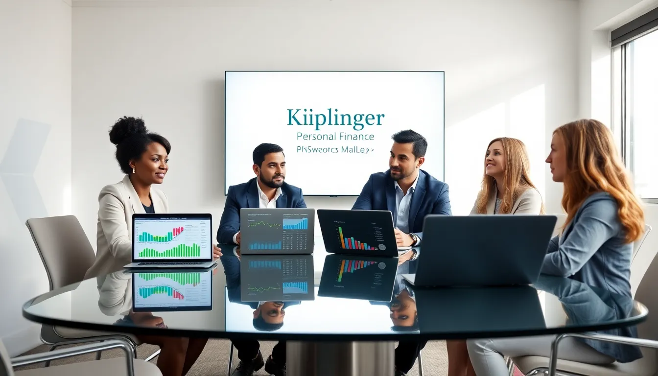 diverse team discussing personal finance strategies in a modern office.