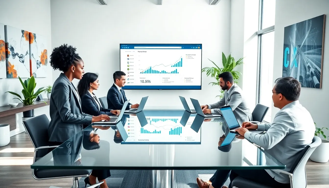 professionals discussing Gfxrobotection AI software in a modern office.