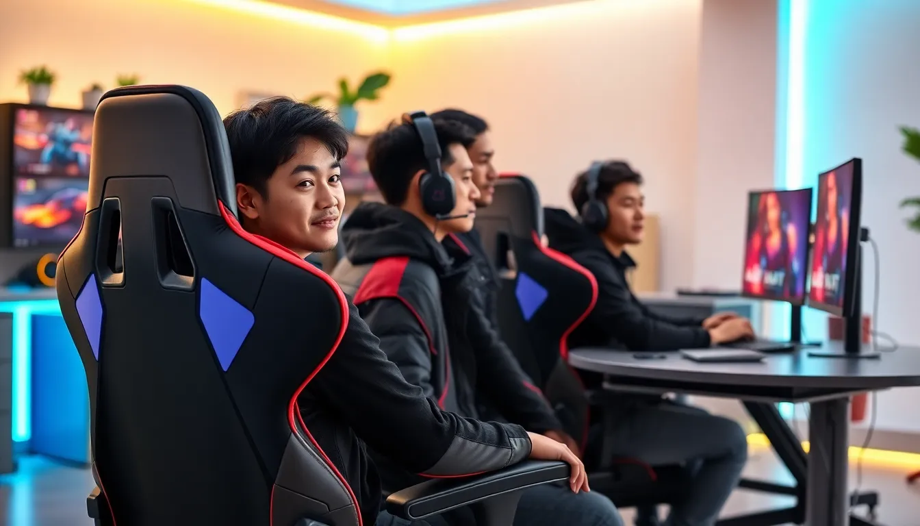 gamers enjoying a session in ergonomic World of Warcraft-themed gaming chairs.