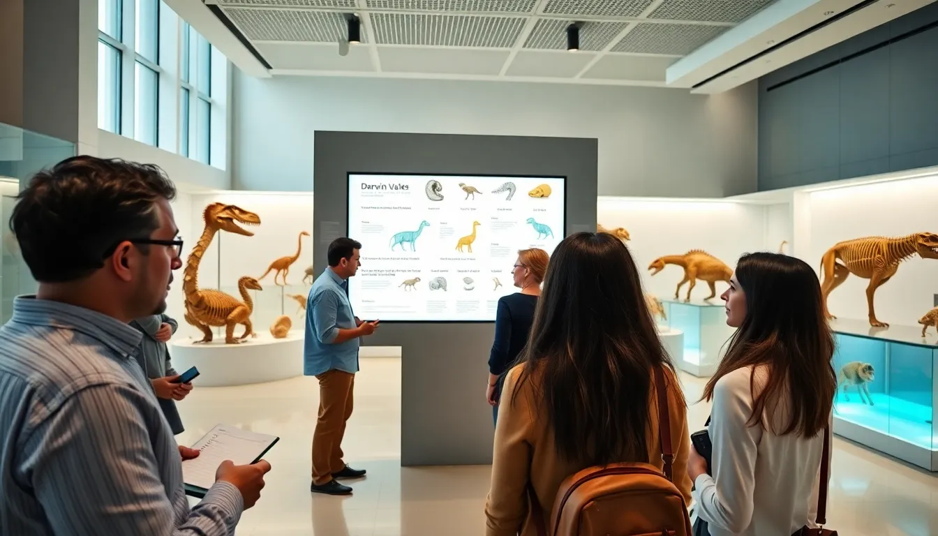 interactive exhibit on evolution in a modern life sciences museum.