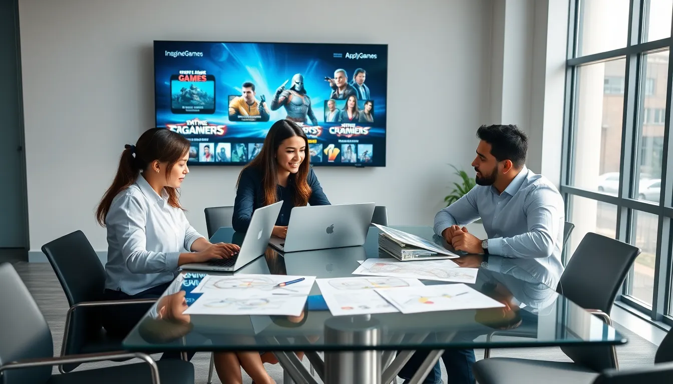diverse team collaborating in a modern office setting.