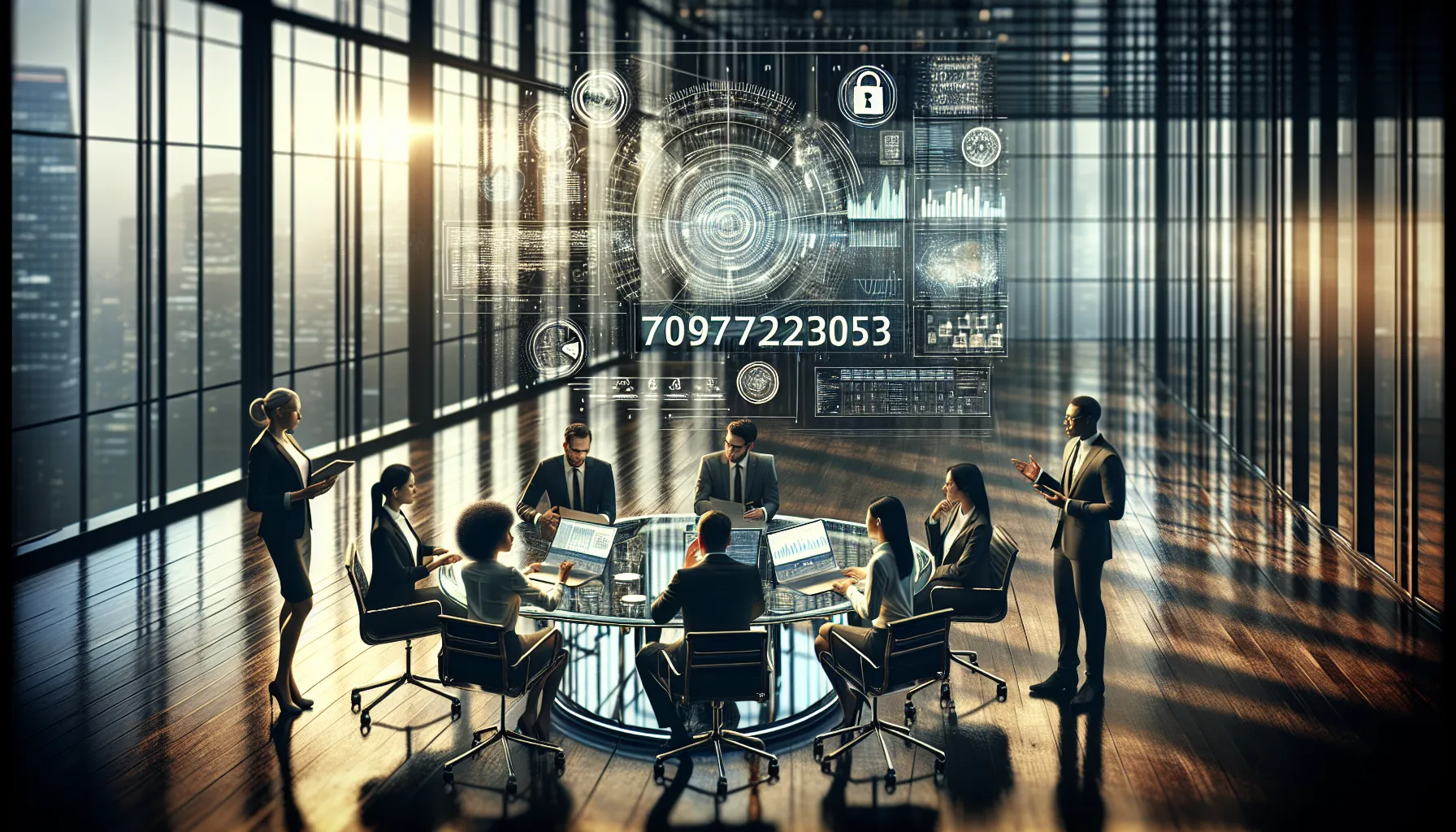 diverse professionals discussing data significance in a modern office.