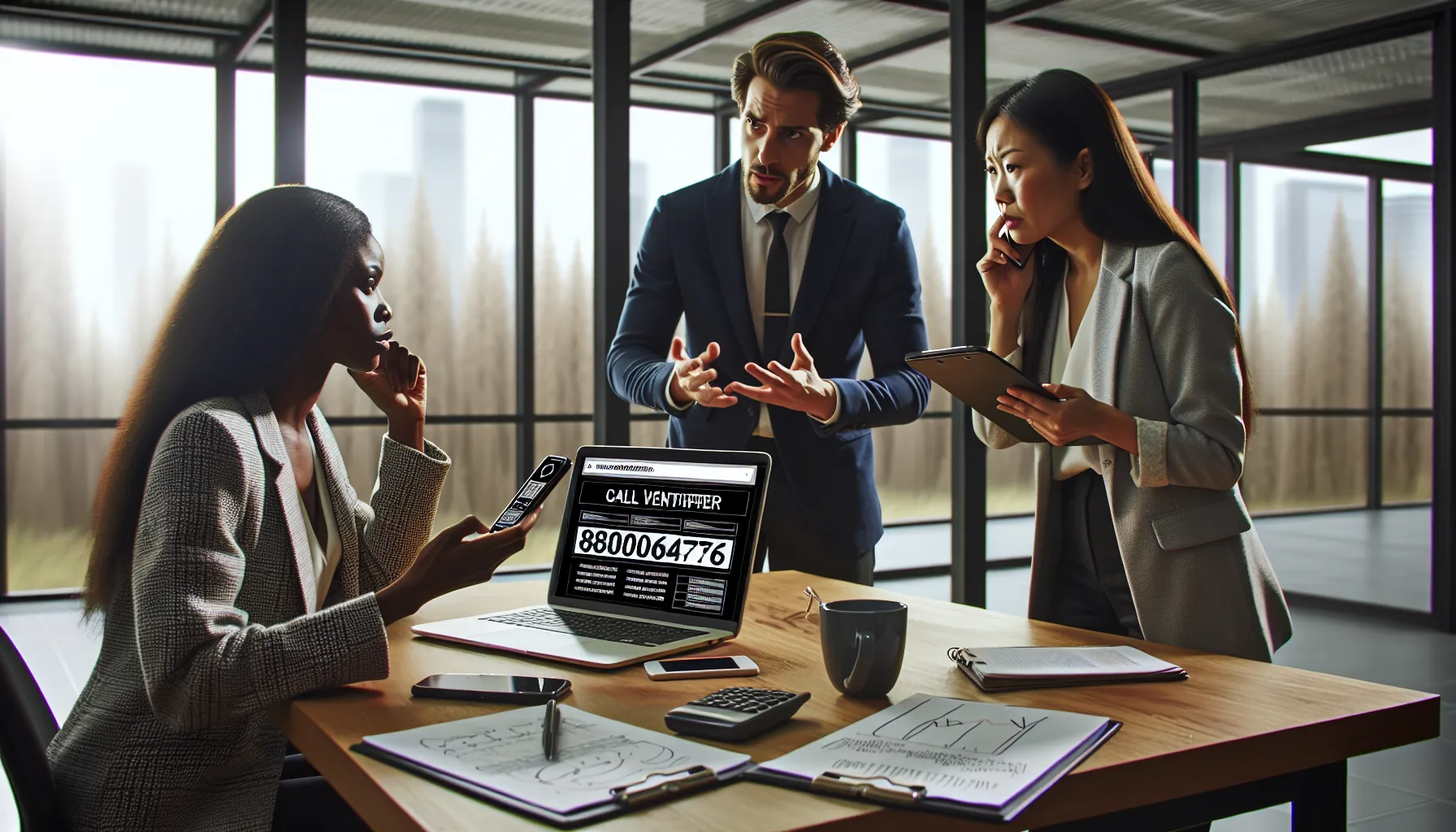 diverse team discussing call verification strategies in an office.