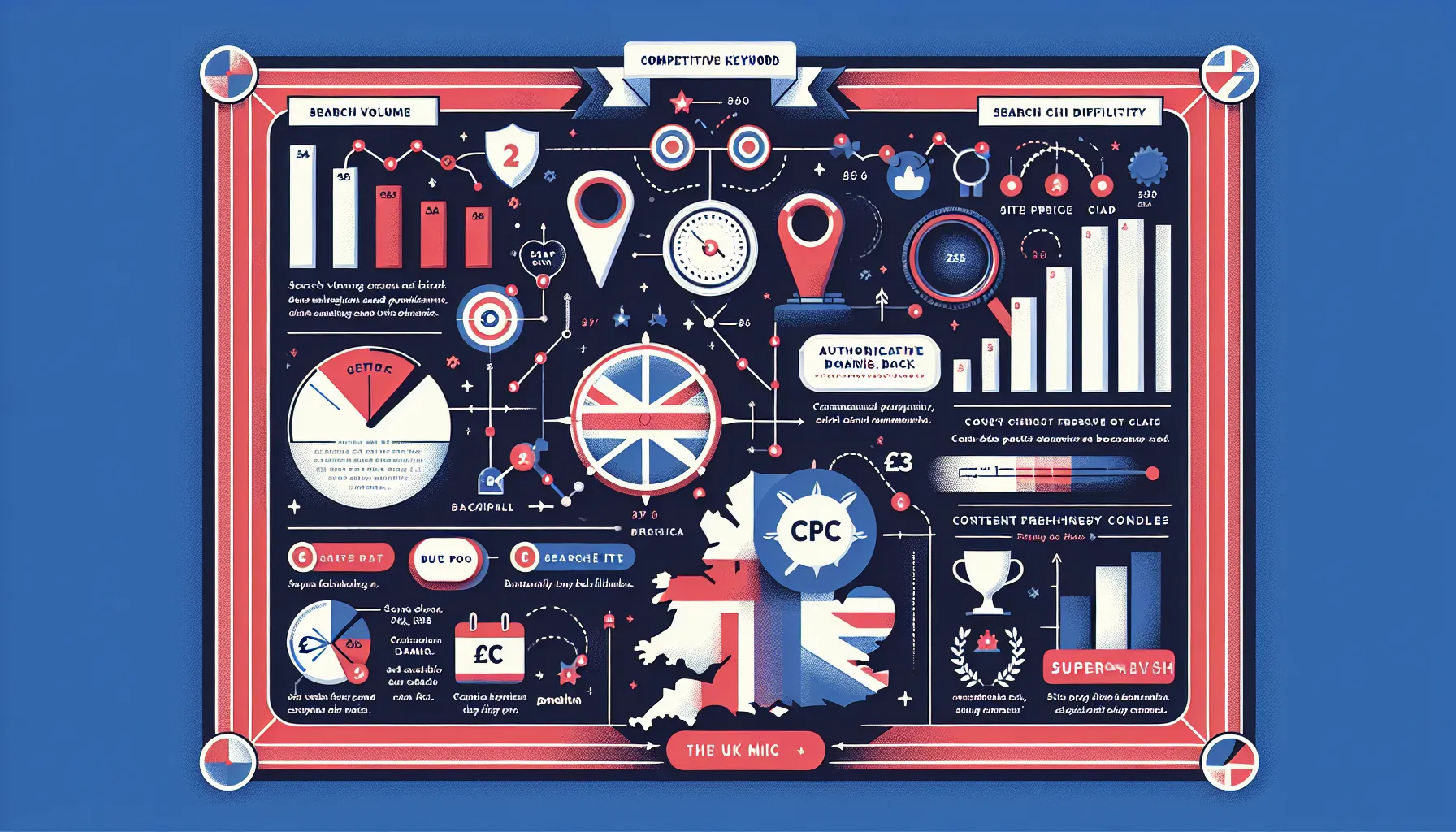 Infographic on identifying and pursuing competitive keywords in the UK.
