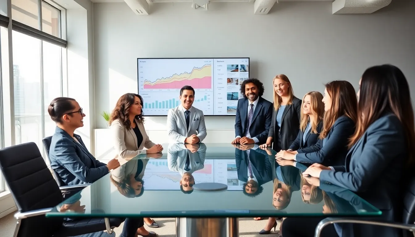 diverse real estate professionals collaborating in a modern office setting.