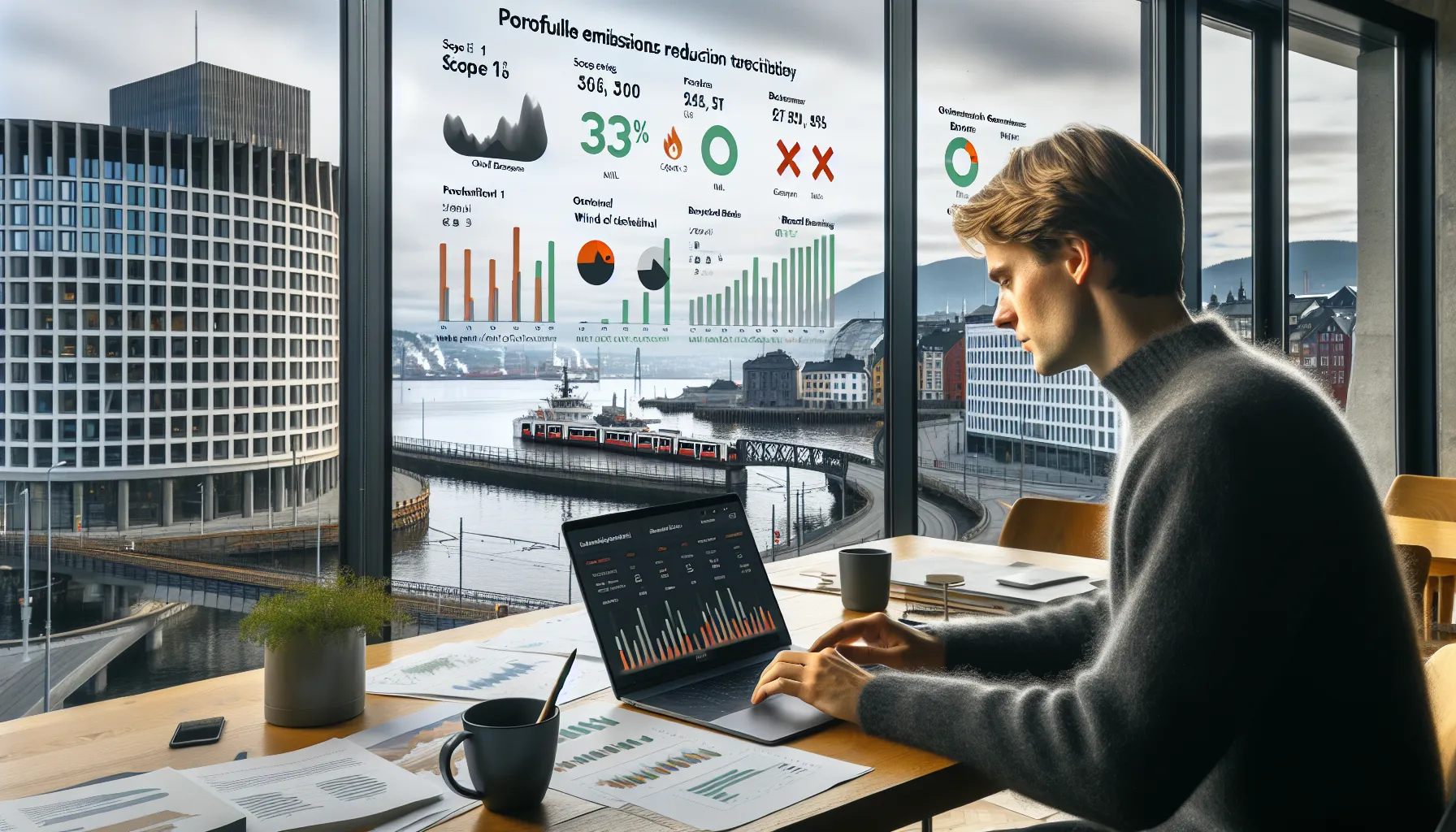 Hva er et etisk bankvalg, og hvorfor bør du vurdere det? 3 Norwegian professional reviews ethical bank criteria on laptop with sustainability reports.