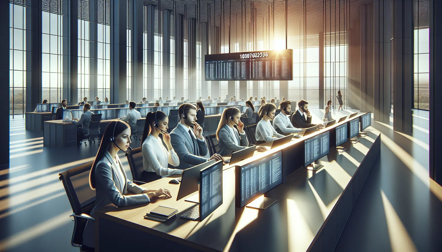 diverse customer service team assisting clients over the phone.