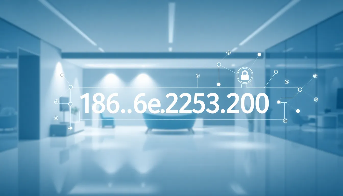 visual representation of an IP address in a modern office setting.