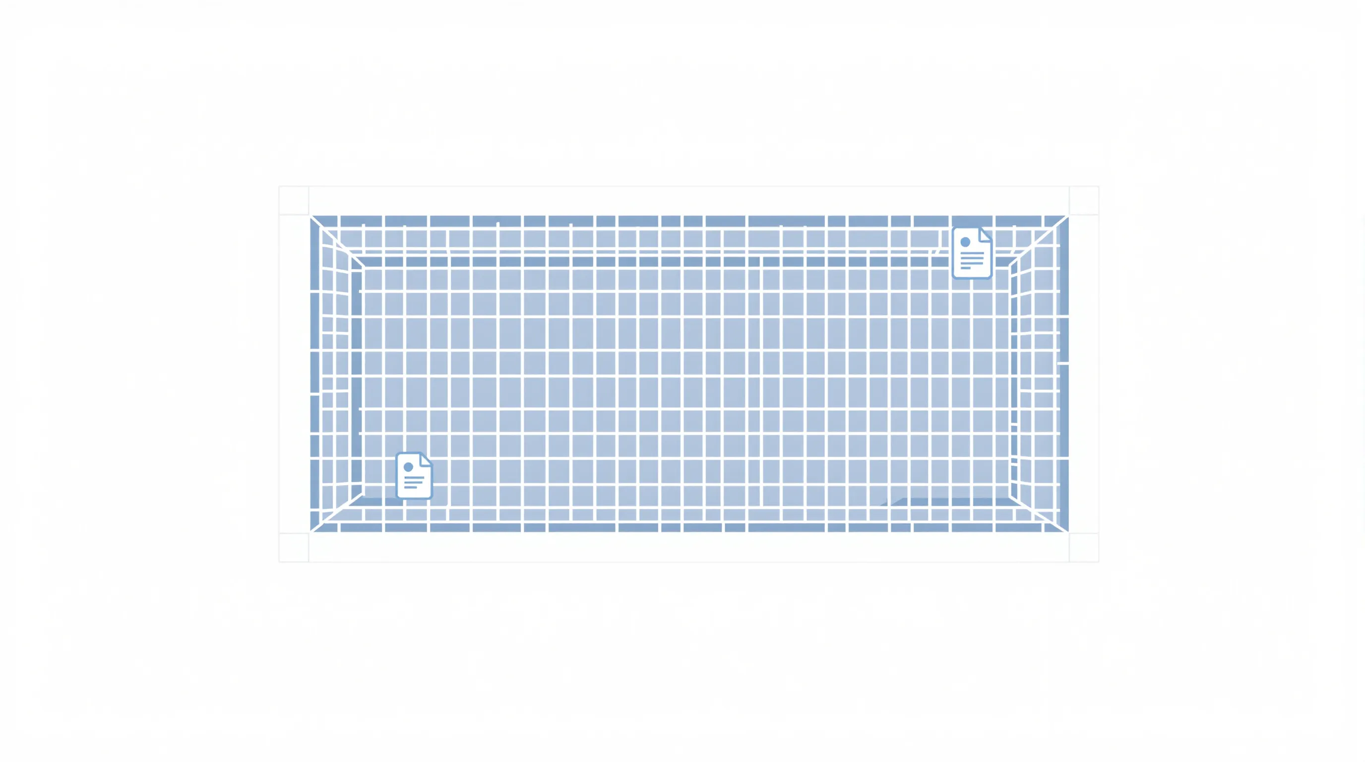 Blueprint outline of swimming pool with document approval icon on white background.