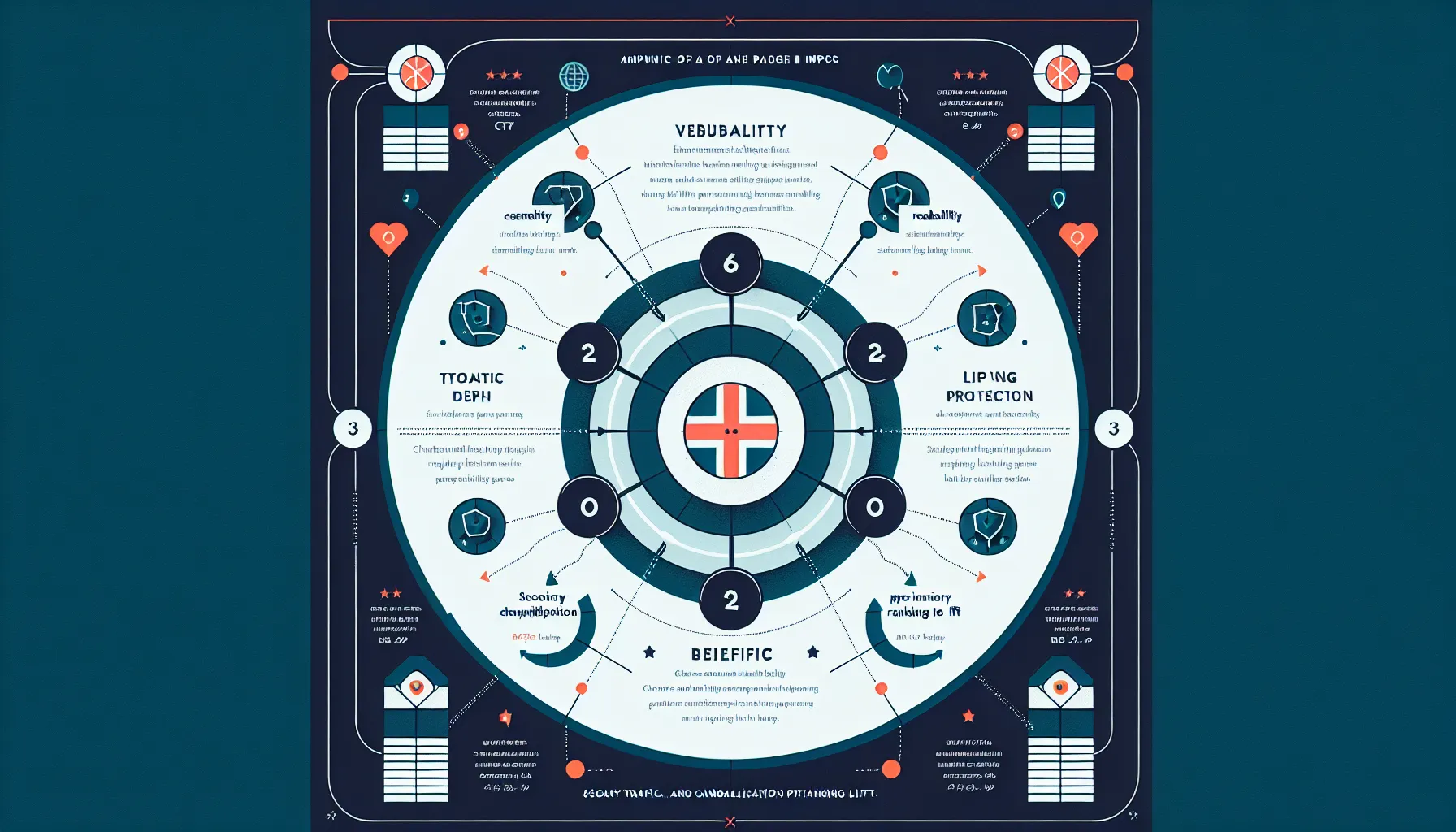 Hub-and-spoke graphic showing secondary keywords boosting SEO benefits and metrics.