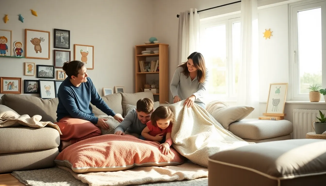 family enjoying time together at home, capturing candid moments.