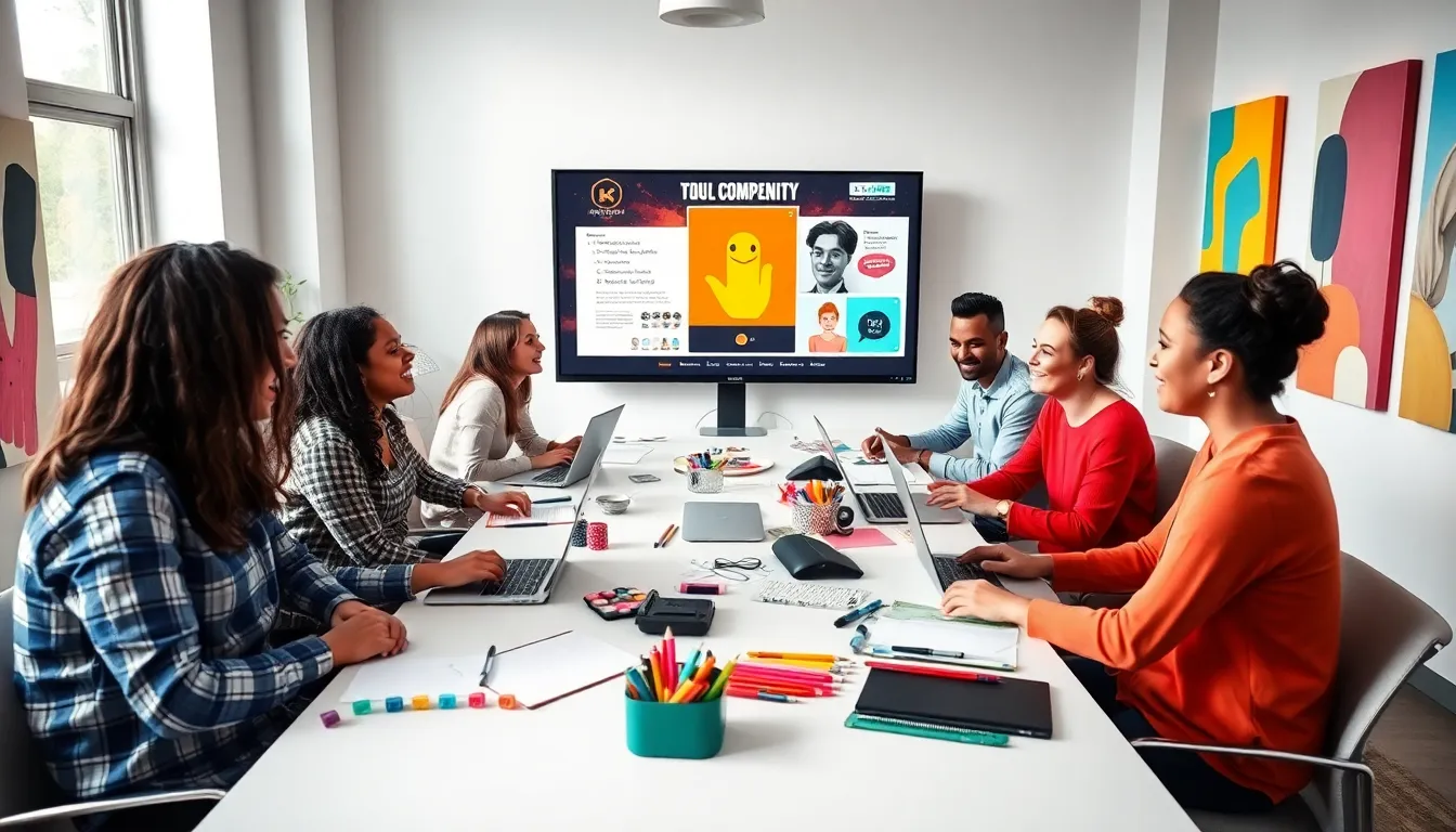 diverse team collaborating in a creative workspace.