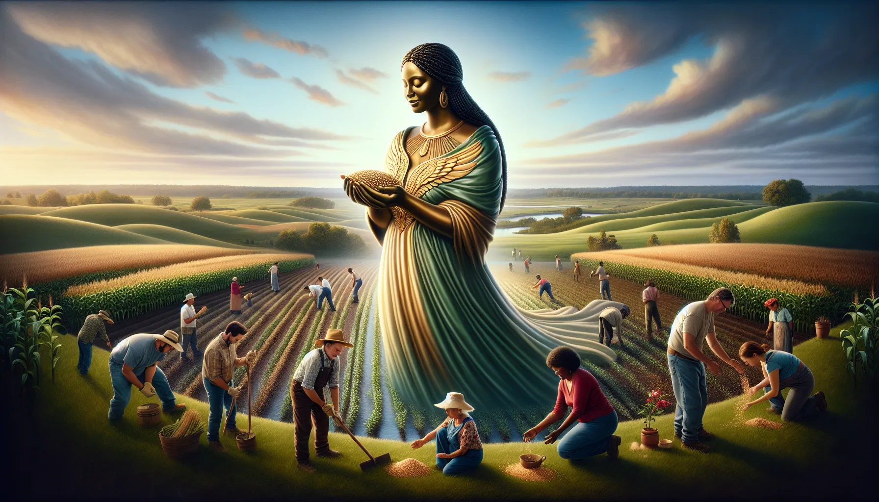 Gowthalamma figure amidst a diverse agricultural community.