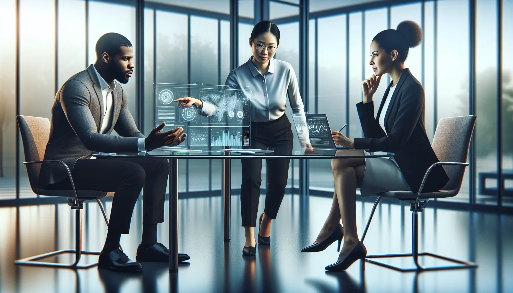 diverse team discussing phone number verification in a modern office.