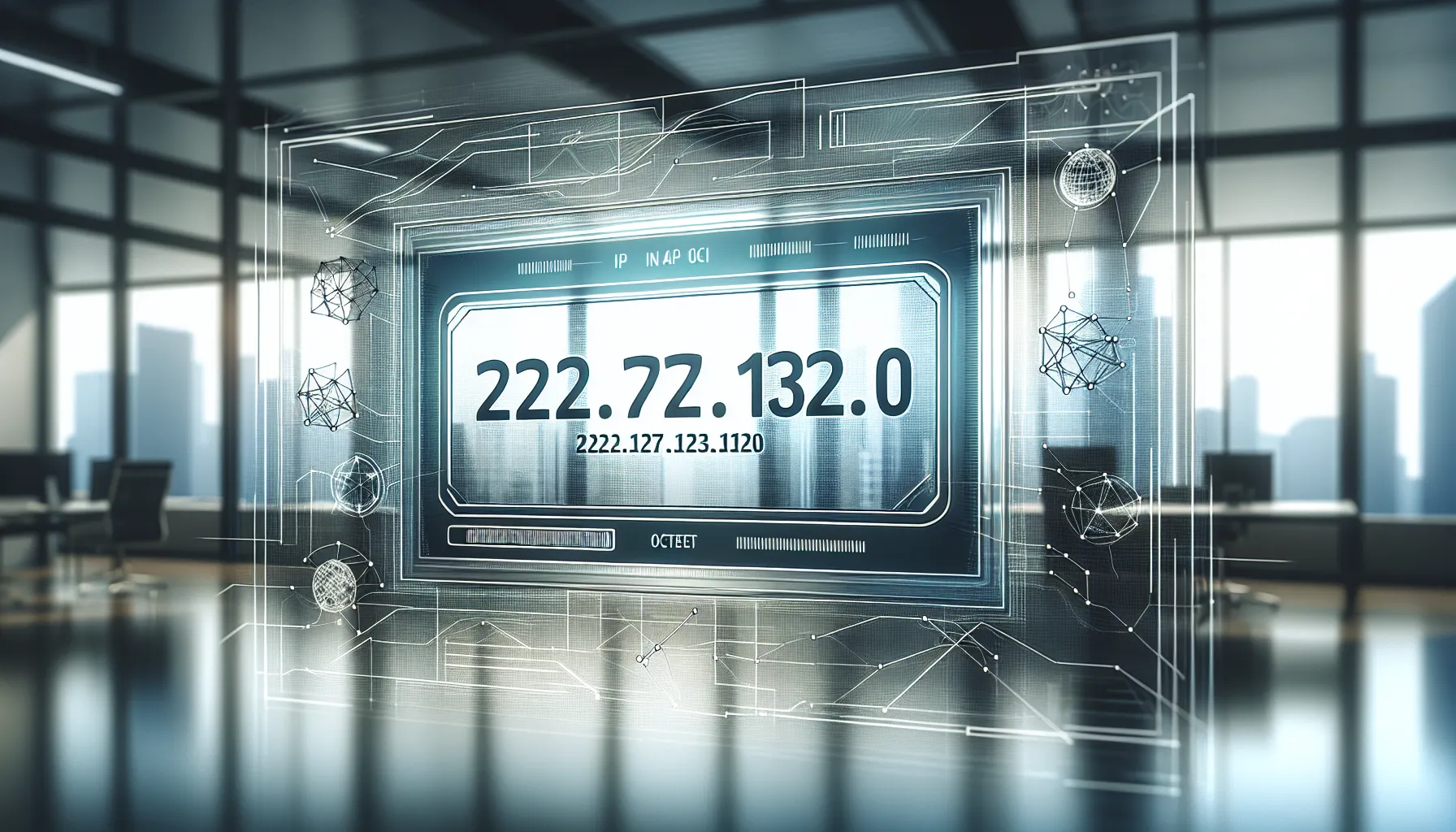digital representation of an IPv4 address in a modern office setting.