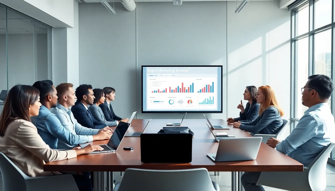 diverse team strategizing in a modern office on B2B martech.