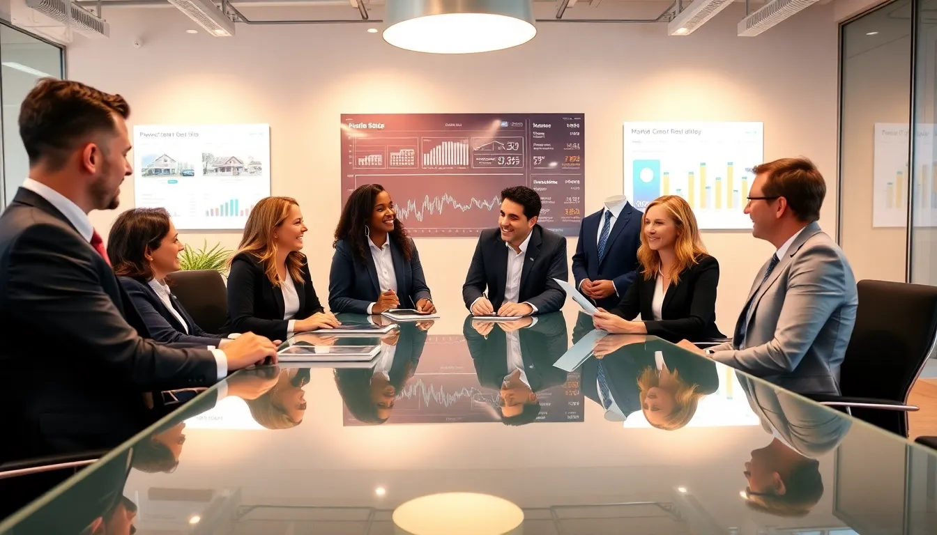 diverse real estate team in a modern office setting.